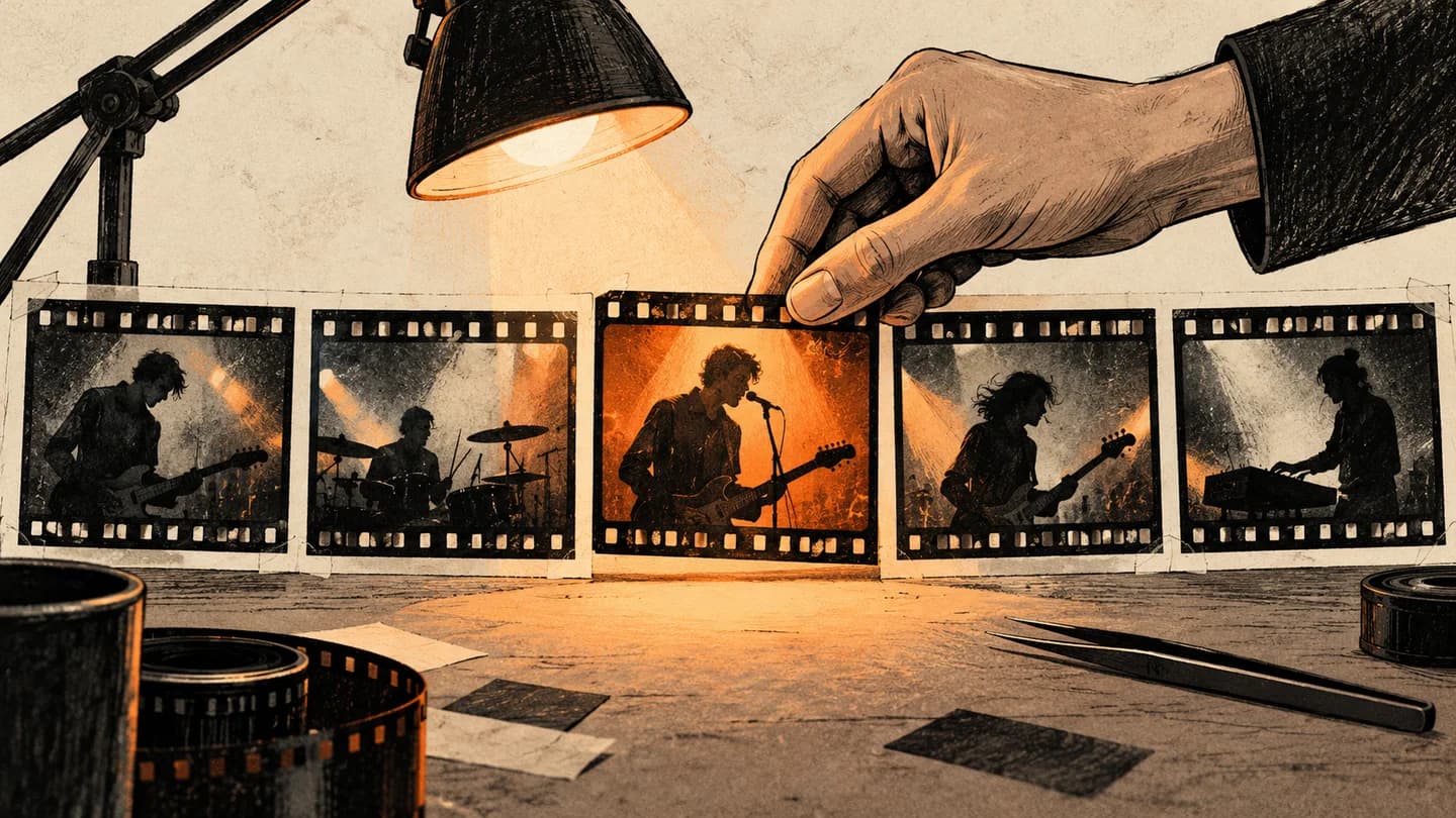 AI music video storyboard: 12-shot example and template