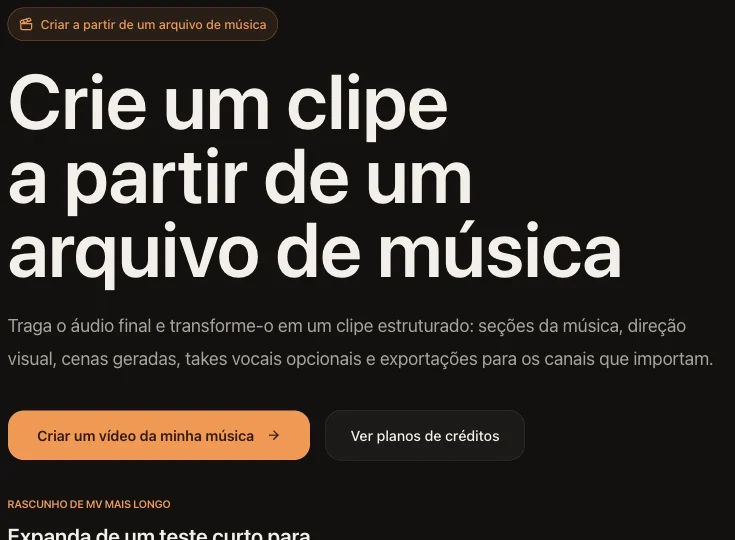 Começar com sua música — VibeMV